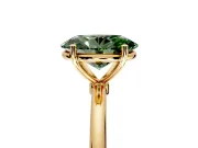Solitaire Engagement Ring Setting for Fancy Green Oval Center with Straight Thin Band and Prong Head in Yellow Gold