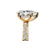 Solitaire Engagement Ring Setting for Pear-Shaped Center with Fine Pave Band and Prong Head in Yellow Gold