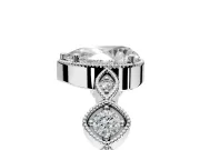 Vintage Station Engagement Ring Setting for Pear-Shaped Center with Accents and Prong Head in White Gold