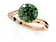 Solitaire Engagement Ring Setting for Fancy Green Round Cut Center with Plain Bypass Twist Band and Prong Head in Rose Gold