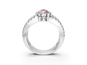 Halo Engagement Ring Setting for Fancy Pink Pear-Shaped Center with Wide-Open Pave Split Shank and Prong Head in Platinum