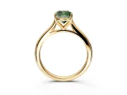 Solitaire Engagement Ring Setting for Fancy Green Cushion Cut Center with Narrow Cathedral Band and Prong Head in Yellow Gold