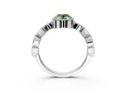 Milgrain Bezel Engagement Ring Setting for Fancy Green Oval Center with Marquise Stations and Bezel Head in Platinum