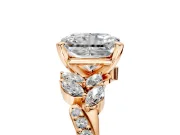 Solitaire Engagement Ring Setting for Radiant Cut Center with Marquise Accent Twist Band and Prong Head in Rose Gold