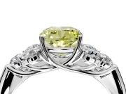Cluster Engagement Ring Setting for Fancy Yellow Cushion Cut Center with Round Cut Accent Frame and Prong Head in Platinum
