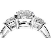 3 Stone Engagement Ring Setting for Cushion Cut Center with Matching Side Accents and Prong Head in Platinum
