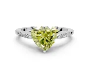 Solitaire Engagement Ring Setting for Fancy Yellow Heart-Shaped Center with Channel Accents and Prong Head in White Gold