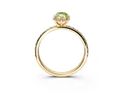 Hidden Halo Engagement Ring Setting for Fancy Yellow Marquise Center with Pave Band and Prong Head in Yellow Gold