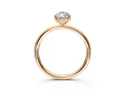 Solitaire Engagement Ring Setting for Pear-Shaped Center with Plain Band, Open Basket and Prong Head in Rose Gold