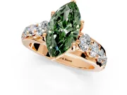 Solitaire Engagement Ring Setting for Fancy Green Marquise Center with Graduated Shared Prongs and Prong Head in Rose Gold