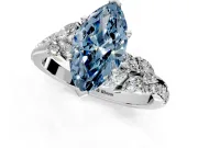 Solitaire Engagement Ring Setting for Fancy Blue Marquise Center with Marquise Accent Twist Band and Prong Head in Platinum