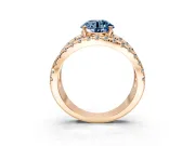 Solitaire Engagement Ring Setting for Fancy Blue Round Cut Center with Wide-Open Split Shank and Prong Head in Rose Gold