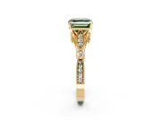 Solitaire Engagement Ring Setting for Fancy Green Asscher Cut Center with Marquise and Bezel Accents and Prong Head in Yellow Gold