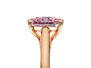 Solitaire Engagement Ring Setting for Fancy Pink Radiant Cut Center with Cathedral Band and Prong Head in Rose Gold