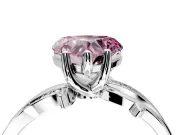 Solitaire Engagement Ring Setting for Fancy Pink Heart-Shaped Center with Pave and Plain Crossover Band and Prong Head in Platinum