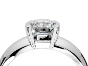 Tension Engagement Ring Setting for Emerald Cut Center with Wide Flat Band and Tension Head in Sterling Silver