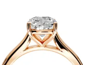 Solitaire Engagement Ring Setting for Cushion Cut Center with Narrow Cathedral Band and Prong Head in Rose Gold