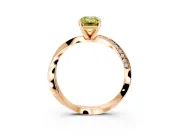 Side Accent Engagement Ring Setting for Fancy Yellow Emerald Cut Center with Accent Shoulders and Prong Head in Rose Gold
