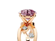 Solitaire Engagement Ring Setting for Fancy Pink Round Cut Center with Criss-Cross Accent Band and Prong Head in Rose Gold