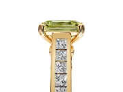 Solitaire Engagement Ring Setting for Fancy Yellow Emerald Cut Center with Channel Band and Double Claw Prong Head in Yellow Gold