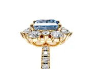 Floral Halo Engagement Ring Setting for Fancy Blue Princess Cut Center with Pave Accents and Prong Head in Yellow Gold
