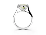 Single Halo Engagement Ring Setting for Fancy Yellow Heart-Shaped Center with Corner Claws, Plain Band and Prong Head in Sterling Silver