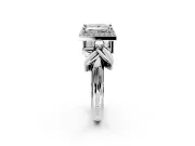 Halo Engagement Ring Setting for Princess Cut Center with Floral Band and Prong Head in Platinum