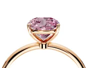 Solitaire Engagement Ring Setting for Fancy Pink Cushion Cut Center with Straight Thin Band and Prong Head in Rose Gold