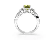 3 Stone Engagement Ring Setting for Fancy Yellow Radiant Cut Center with Pave Split Shank and Prong Head in Sterling Silver