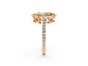 Accent Halo Engagement Ring Setting for Fancy Yellow Marquise Center with Full-Length Pave Band and Prong Head in Rose Gold
