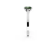 Solitaire Engagement Ring Setting for Fancy Green Cushion Cut Center with Tapered Shoulders and Prong Head in White Gold
