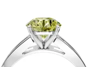 Solitaire Engagement Ring Setting for Fancy Yellow Round Cut Center with Princess Cut Channel Band and Prong Head in White Gold