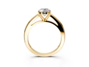 Solitaire Engagement Ring Setting for Oval Center with Flat-Sided Plain Band and Prong Head in Yellow Gold
