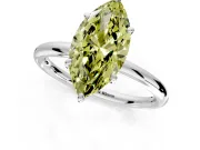 Low-Set Solitaire Engagement Ring Setting for Fancy Yellow Marquise Center with Thin Plain Band and Prong Head in Platinum
