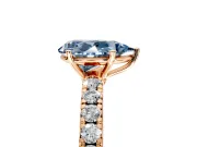 Solitaire Engagement Ring Setting for Fancy Blue Pear-Shaped Center with Large Accent Band and Prong Head in Rose Gold