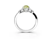 Solitaire Engagement Ring Setting for Fancy Yellow Marquise Center with Marquise Flower Shoulders and Prong Head in White Gold