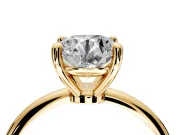 Minimalist Solitaire Engagement Ring Setting for Round Cut Center with Thin Band and Prong Head in Yellow Gold
