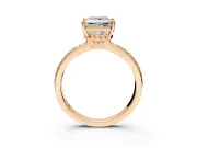 Solitaire Engagement Ring Setting for Princess Cut Center with Raised Channel Band and Prong Head in Rose Gold