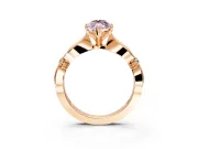 Solitaire Engagement Ring Setting for Fancy Pink Marquise Center with Carved Leaf Shoulders and Prong Head in Rose Gold