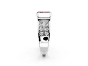 Bezel Engagement Ring Setting for Fancy Pink Asscher Cut Center with Wide Channel-Set Band and Bezel Head in Platinum