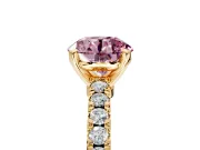 Solitaire Engagement Ring Setting for Fancy Pink Round Cut Center with Single Row Accent Band and Prong Head in Yellow Gold