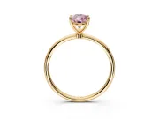 Solitaire Engagement Ring Setting for Fancy Pink Pear-Shaped Center with Straight Thin Band and Prong Head in Yellow Gold