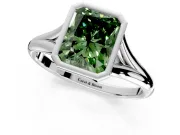 Solitaire Engagement Ring Setting for Fancy Green Radiant Cut Center with V Split Shank and Bezel Head in Platinum