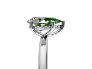 Hidden Halo Engagement Ring Setting for Fancy Green Pear-Shaped Center with Thin Round-Wire Band and Prong Head in White Gold