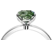 Solitaire Engagement Ring Setting for Fancy Green Cushion Cut Center with Thin Rounded Plain Band and Prong Head in Sterling Silver