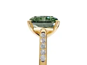 Solitaire Engagement Ring Setting for Fancy Green Radiant Cut Center with Channel Accents and Prong Head in Yellow Gold