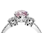 3 Stone Engagement Ring Setting for Fancy Pink Marquise Center with Round Cut Side Accents and Prong Head in Platinum
