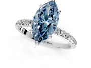 Solitaire Engagement Ring Setting for Fancy Blue Marquise Center with Micro Pave Band and Prong Head in Platinum