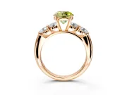 5 Stone Engagement Ring Setting for Fancy Yellow Round Cut Center with Graduated Accents and Prong Head in Rose Gold