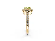 Halo Engagement Ring Setting for Fancy Yellow Cushion Cut Center with Inner Milgrain Border and Prong Head in Yellow Gold